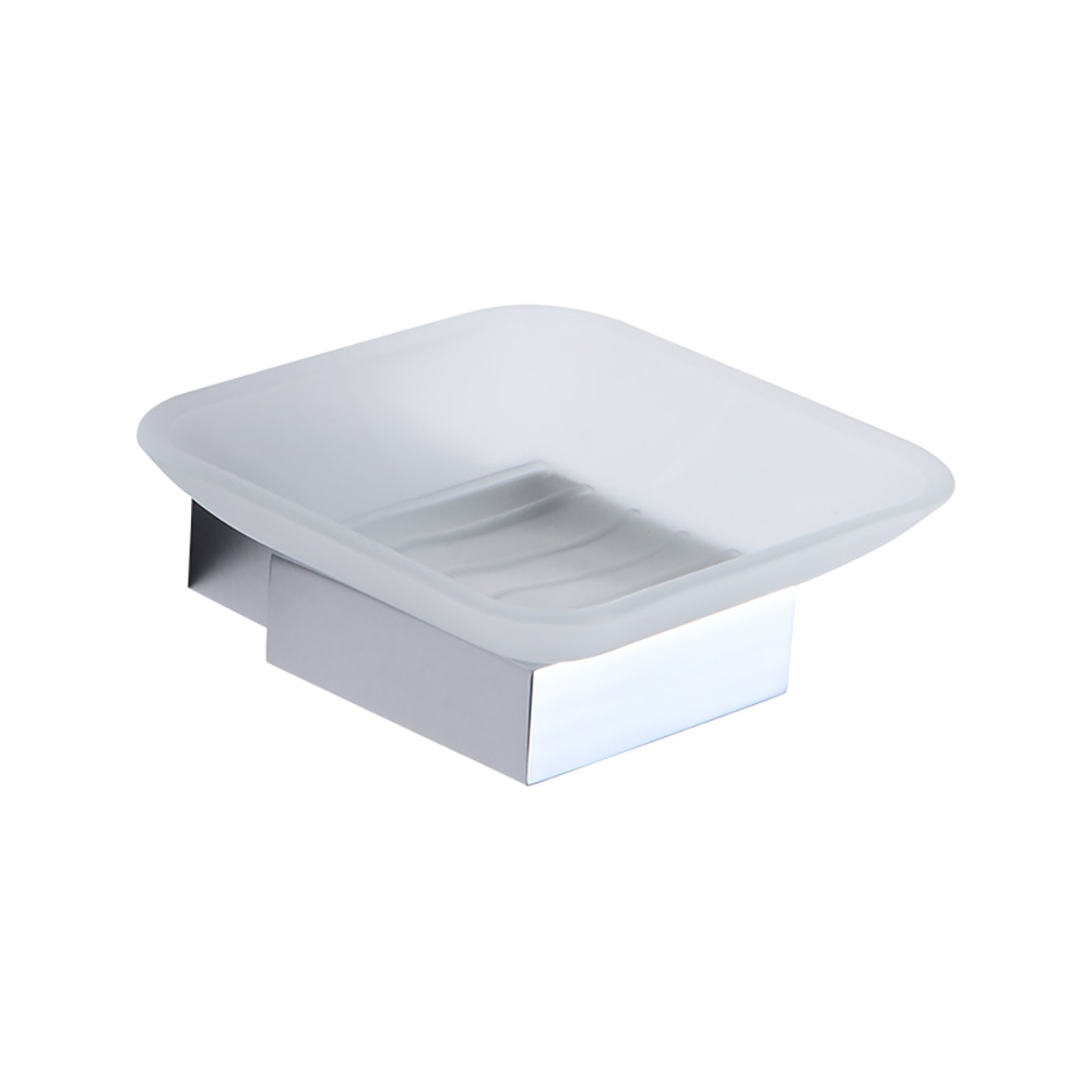 OJ-G1413L Frosted Glass Soap Dish Cum Holder Modern Soap Dish Wall Mounted Square Soap Holder For Bath and Shower aes Bathroom Accessories