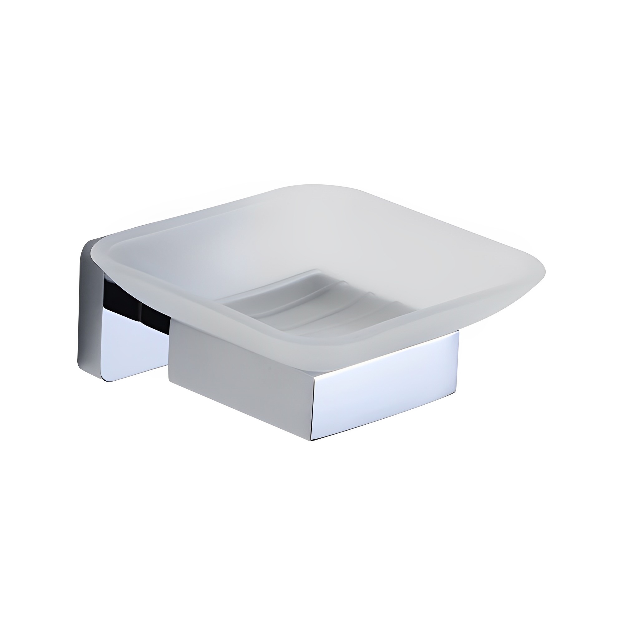 OJ-G1112L Vitri Soap Dish Wall Mounted Chrome Square Holder with Soap Dish Brass Bathroom Accessories