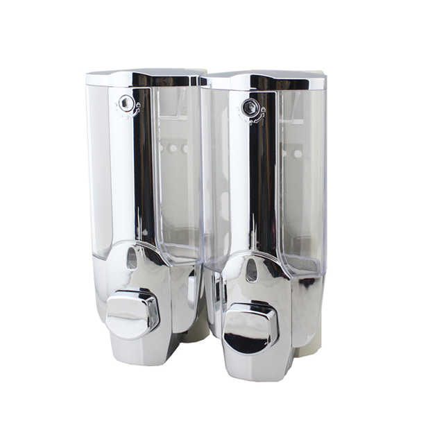 OJ-YL21C-D Bathroom 300ml*2 ABS Chrome Manual Liquid Soap Dispensers Visual Fenestram Sanitary Wall Mounted Liquid Soap Dispensatio