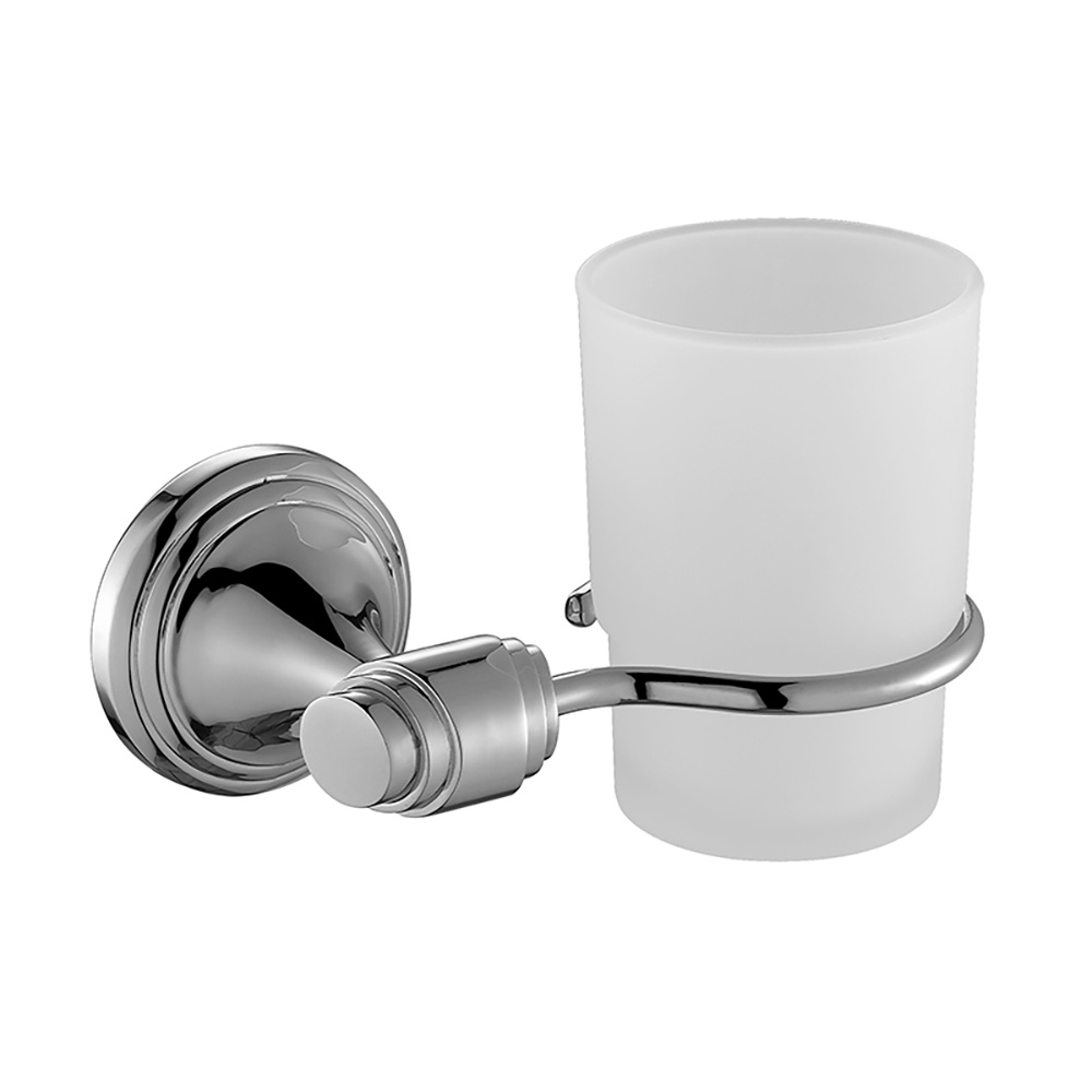 OJ-L4206J Bathroom Wall-ineunda Toothbrush Holder with Frosted round Glass Cup Set Zinc Alloy Bathroom Accessories