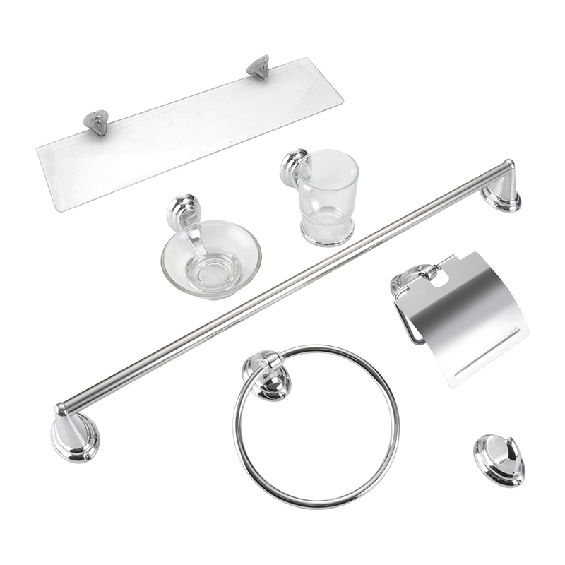 OJ-B2300LJ 7-Piece Bathroom Hardware Set Include Towel Bar Towel Ring Toilet Paper Holder Robe Hook Wall Mounted Bathroom Accessories Set