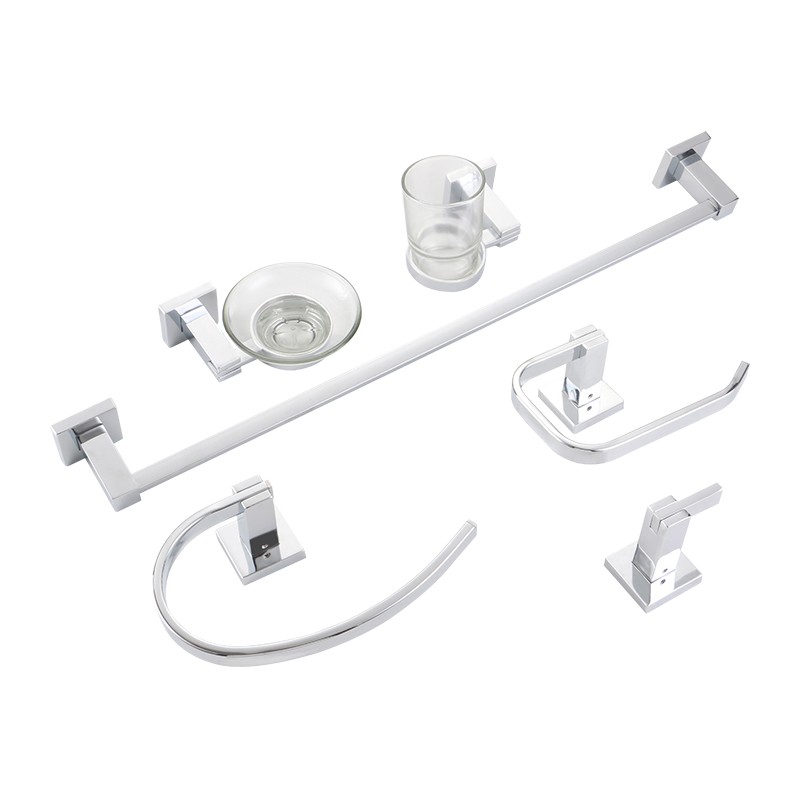 OJ-B2500LJ Bathroom Accessory Set 6-Piece Bathroom Hardware Set Square Linteo Bar Set Linteum Holder Hook Set Bathroom Accessories Set